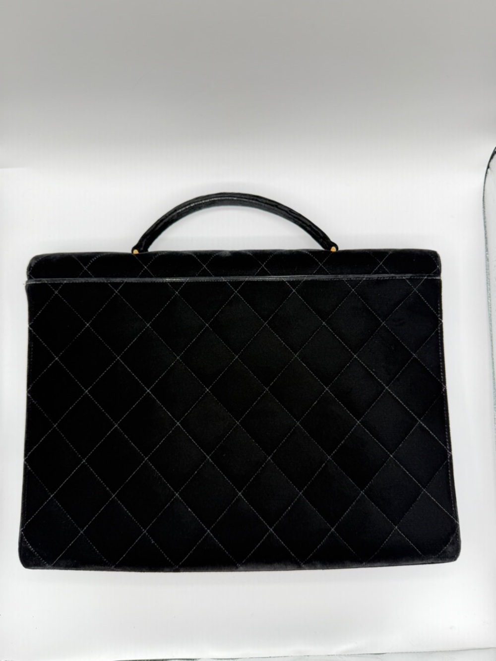 Chanel Authentic Vintage Deep Black Velvet Briefcase Gold Hardware, 1994-1996 - Picture 3 of 15
